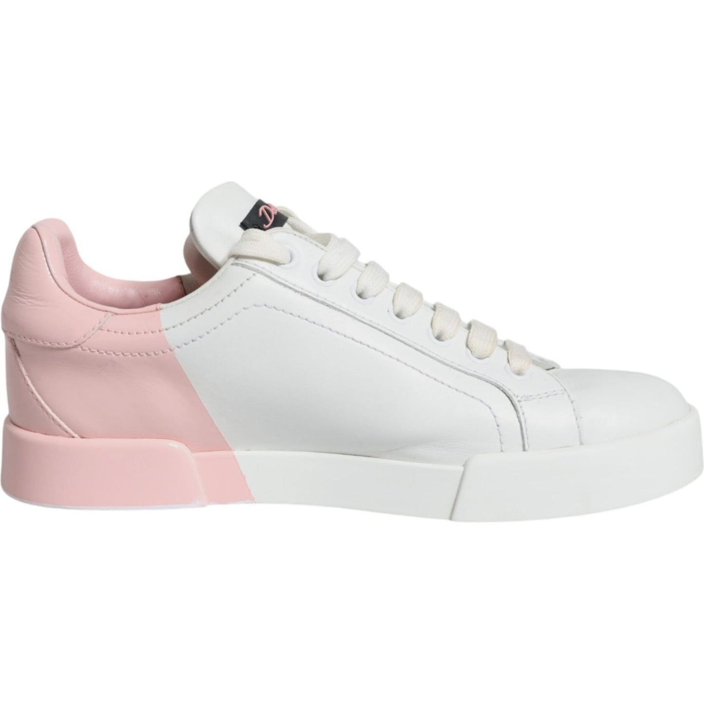 Dolce & Gabbana White Pink Portofino Low Top Sneakers Shoes Dolce & Gabbana