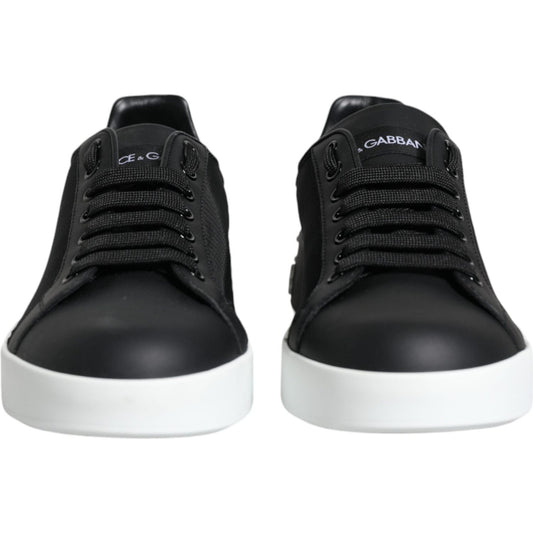 Dolce & Gabbana Black Calf Leather Portofino Sneakers Shoes Dolce & Gabbana