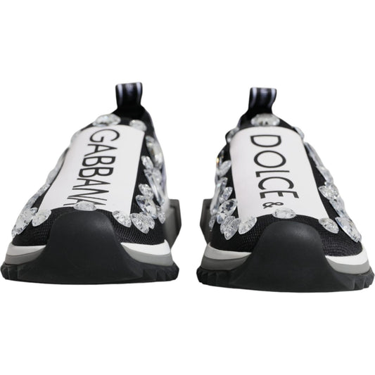 Dolce & Gabbana Black Sorrento Crystals Low Top Sneakers Shoes Dolce & Gabbana