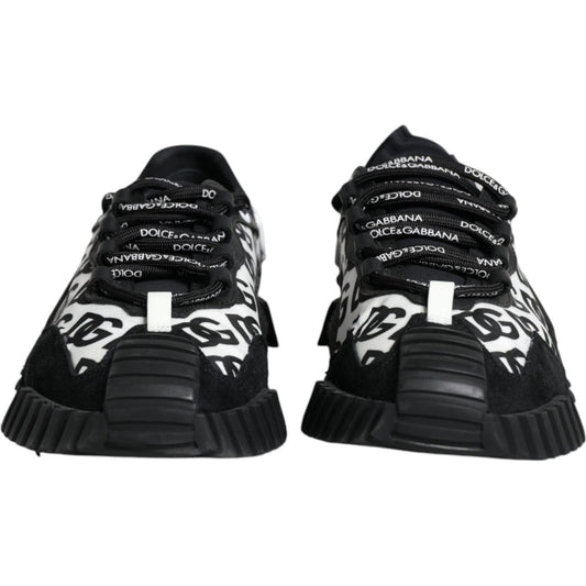 Dolce & Gabbana Black Logo Lace Up Low Top NS1 Sneakers Shoes