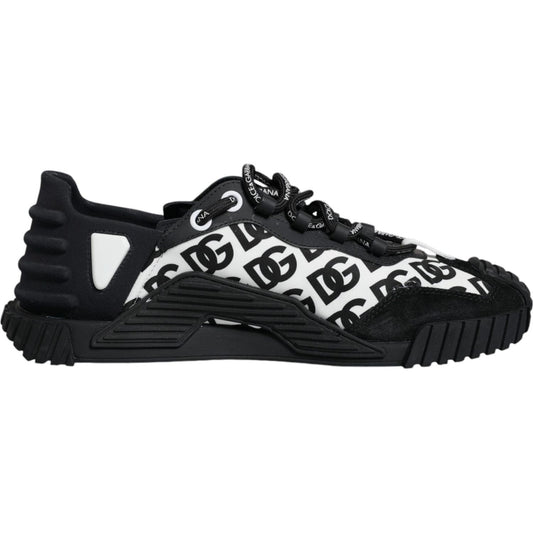 Dolce & Gabbana Black Logo Lace Up Low Top NS1 Sneakers Shoes