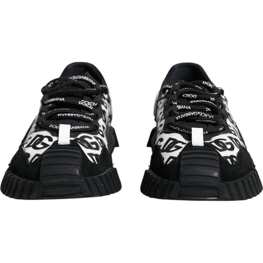 Dolce & Gabbana Black Logo Lace Up Low Top NS1 Sneakers Shoes