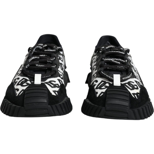 Dolce & Gabbana Black Logo Lace Up Low Top NS1 Sneakers Shoes