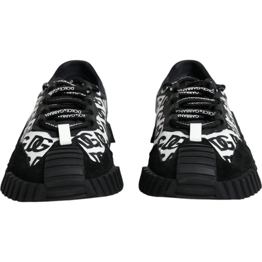 Dolce & Gabbana Black Logo Lace Up Low Top NS1 Sneakers Shoes