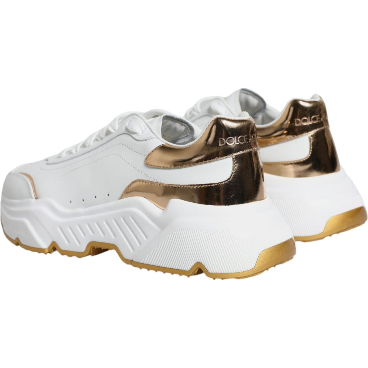 Dolce & Gabbana Gold White Daymaster Low Top Sneakers Shoes Dolce & Gabbana