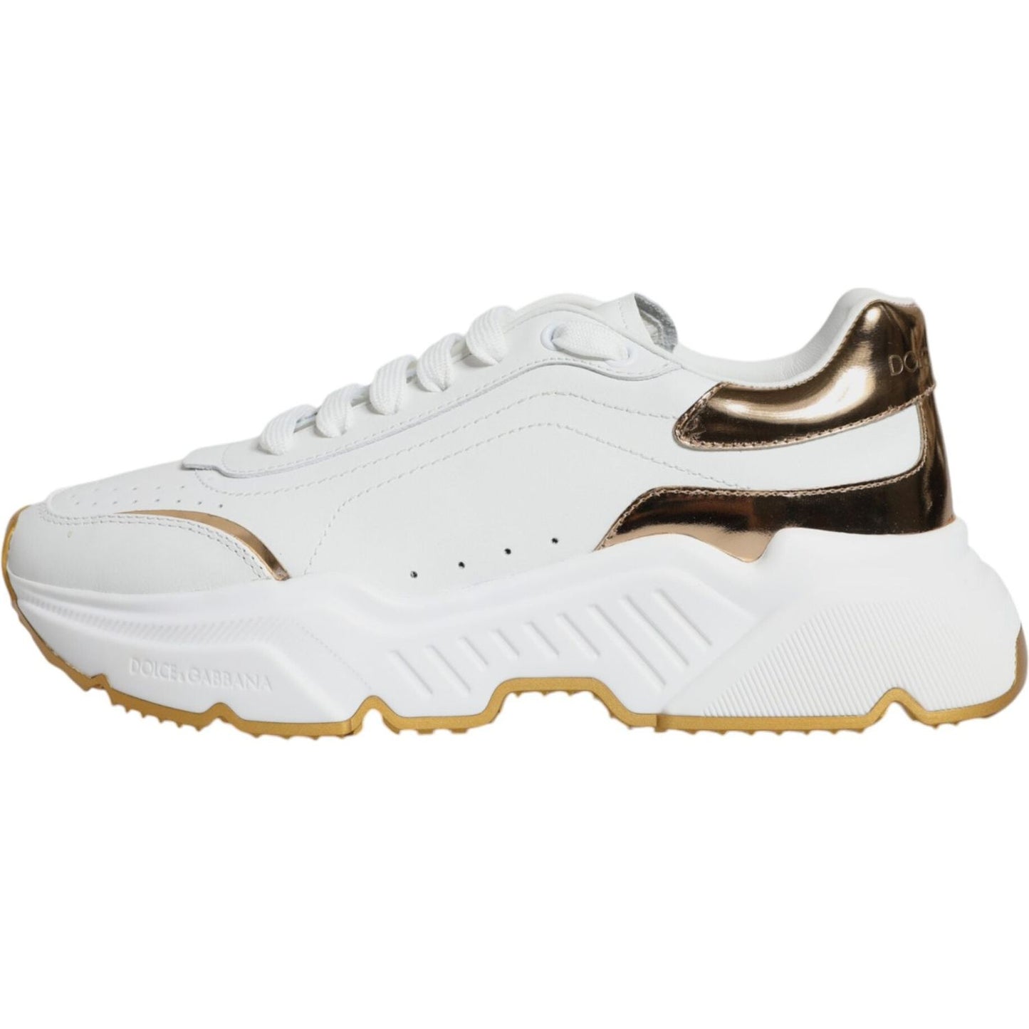 Dolce & Gabbana Gold White Daymaster Low Top Sneakers Shoes Dolce & Gabbana