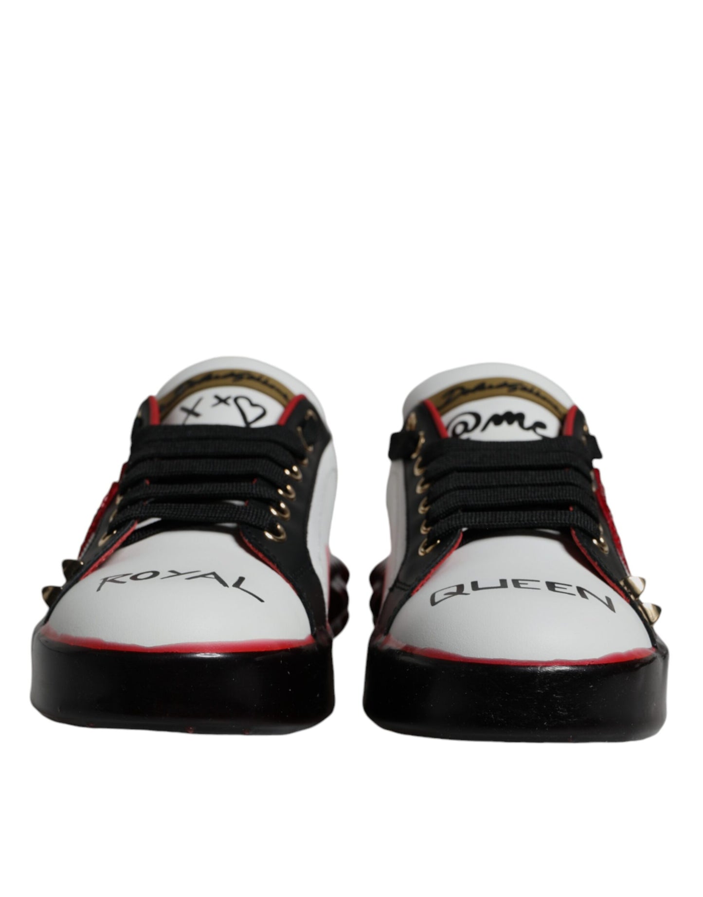 Dolce & Gabbana White Red Crystals Leather Portofino Sneakers Shoes Dolce & Gabbana