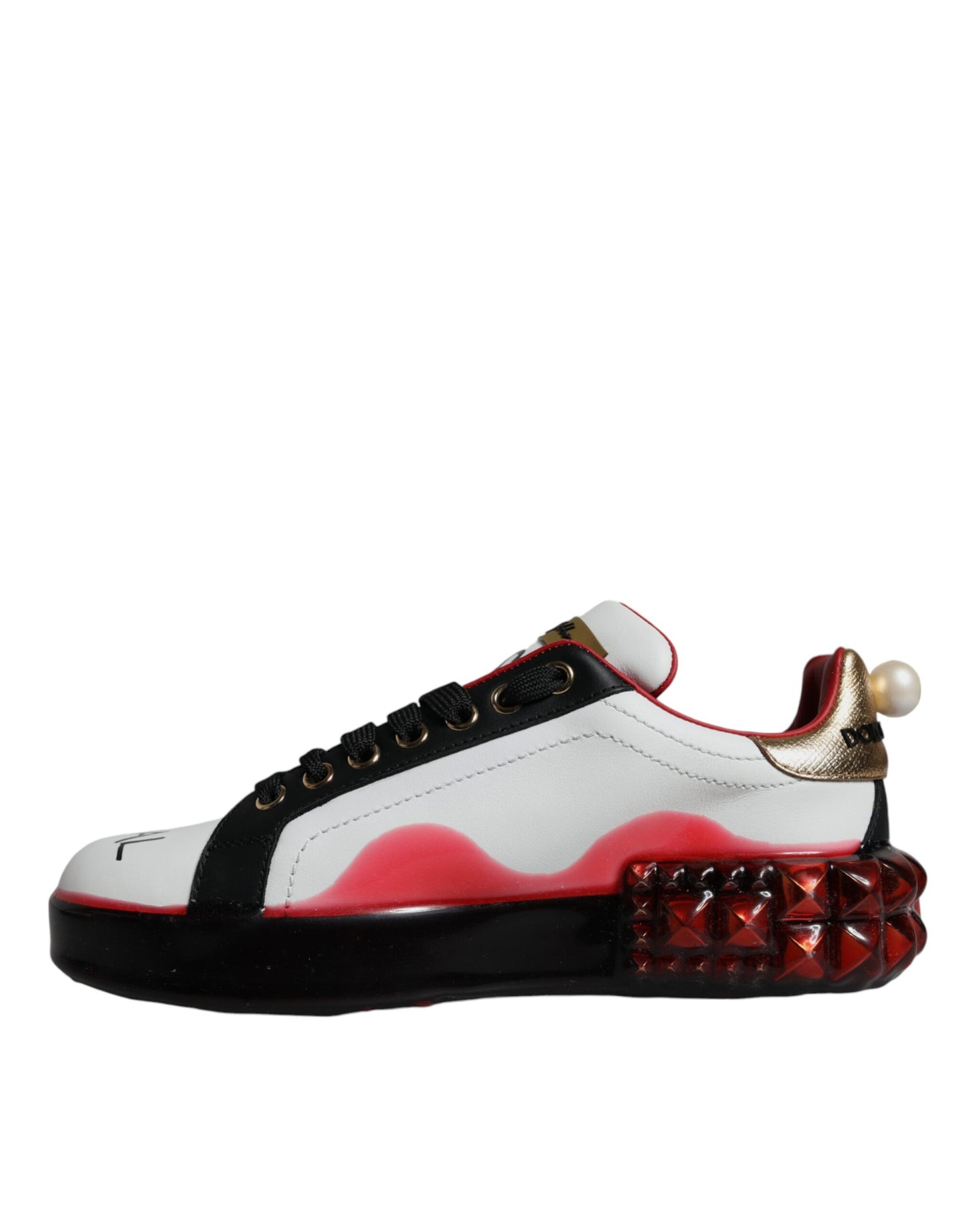 Dolce & Gabbana White Red Crystals Leather Portofino Sneakers Shoes Dolce & Gabbana