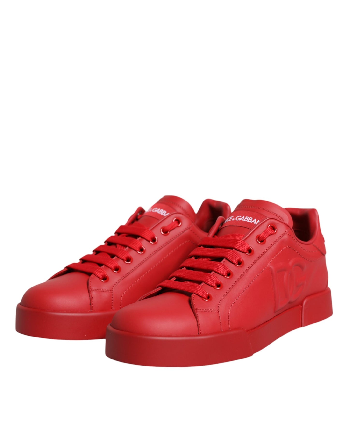 Dolce & Gabbana Red Leather Low Top Women Sneakers Shoes Dolce & Gabbana