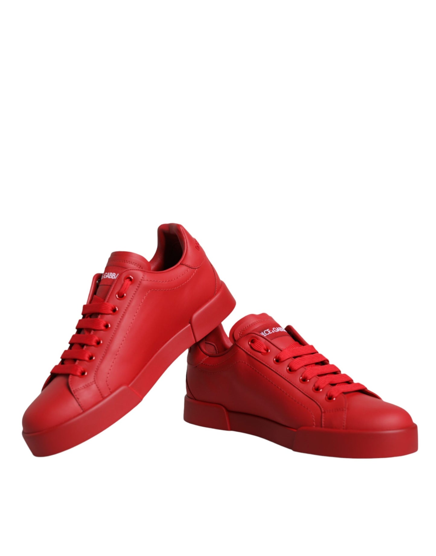 Dolce & Gabbana Red Leather Low Top Women Sneakers Shoes Dolce & Gabbana