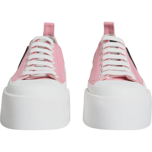 Dolce & Gabbana Pink White Canvas Logo Low Top Sneakers Shoes Dolce & Gabbana