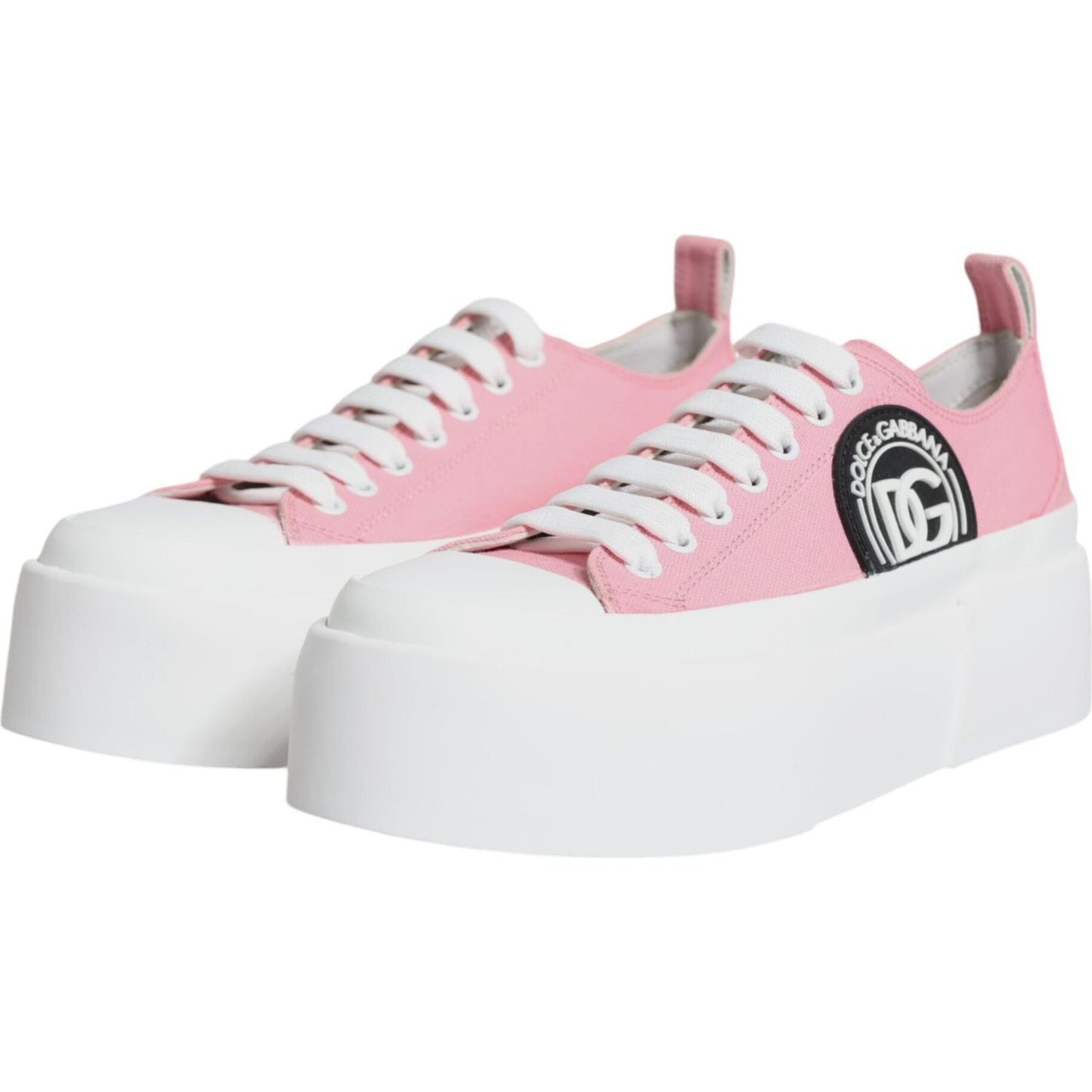 Dolce & Gabbana Pink White Canvas Logo Low Top Sneakers Shoes Dolce & Gabbana