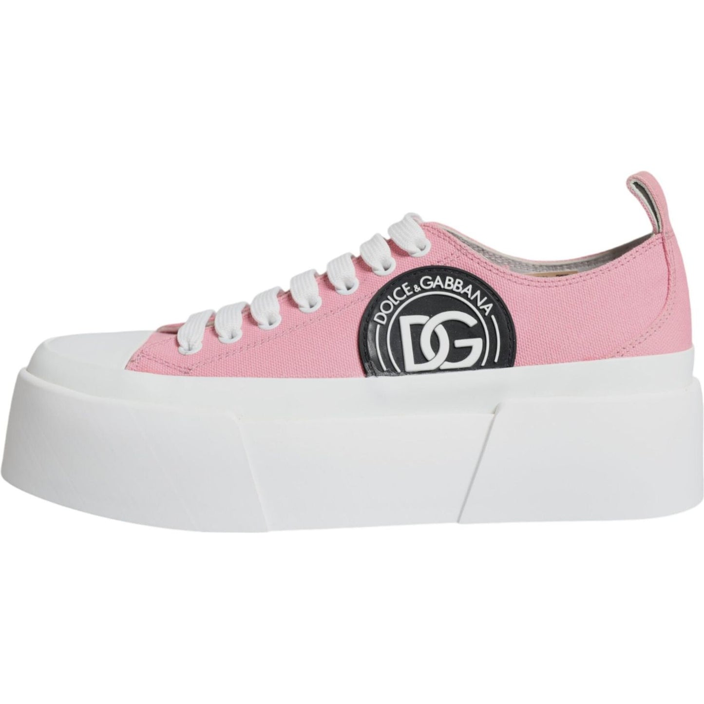 Dolce & Gabbana Pink White Canvas Logo Low Top Sneakers Shoes Dolce & Gabbana