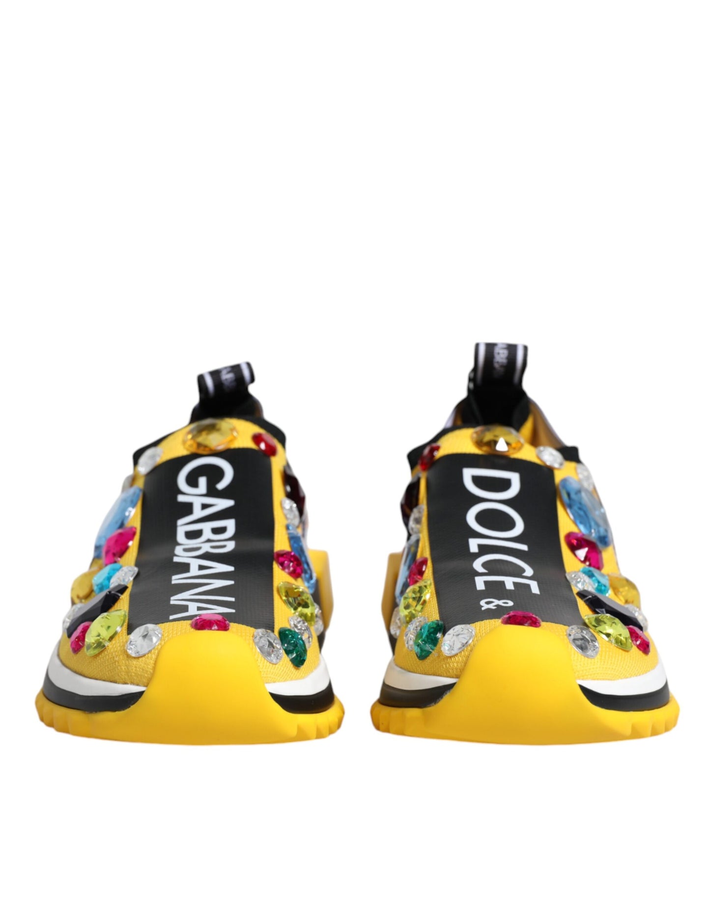 Dolce & Gabbana Yellow Sorrento Crystals Low Top Sneakers Shoes Dolce & Gabbana