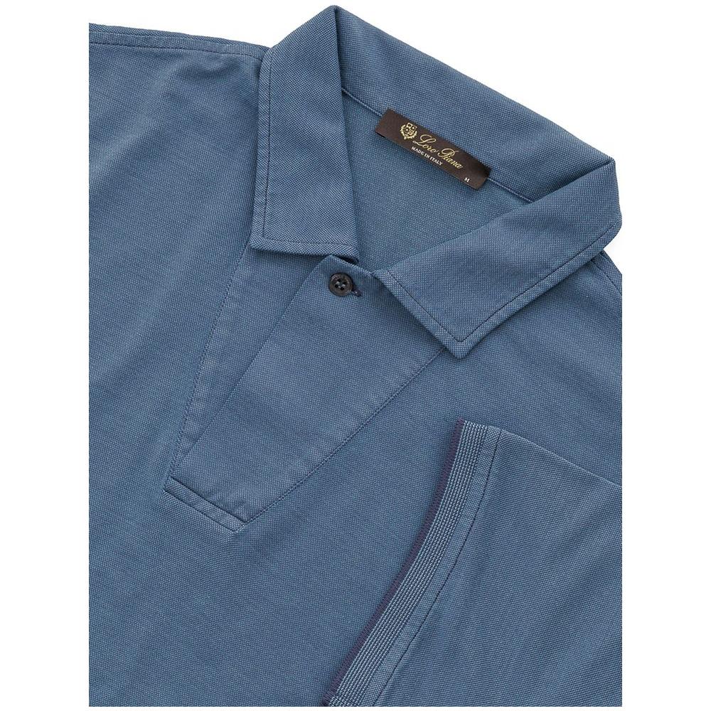 Loro Piana Light Blue Cotton Polo Shirt Loro Piana