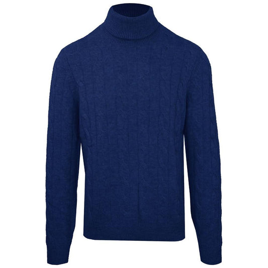 Malo Blue Wool Men Sweater Turtleneck Malo