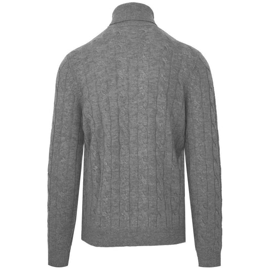 Malo Gray Wool Men Turtleneck Sweater Malo