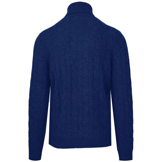 Malo Blue Wool Men Sweater Turtleneck Malo