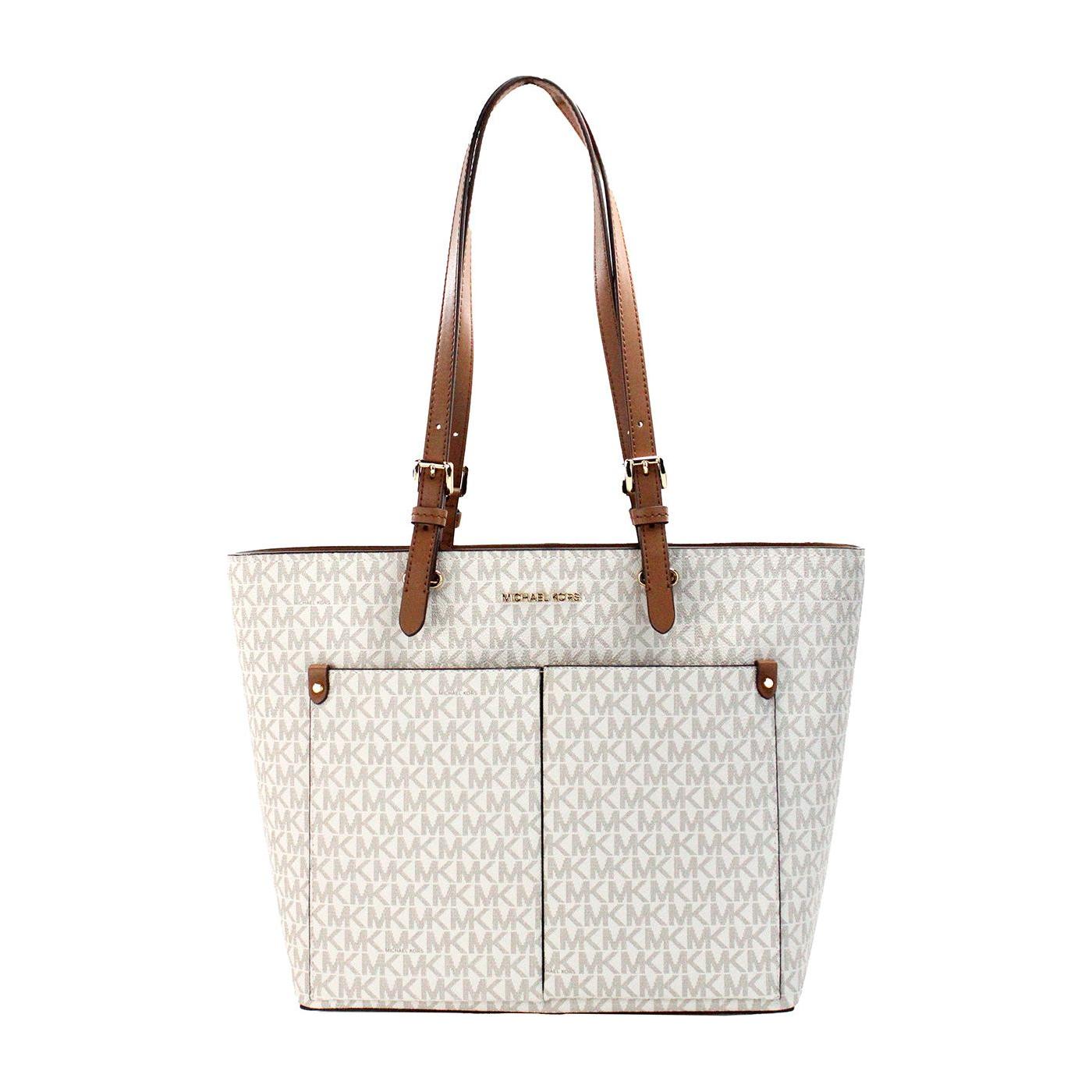 Michael Kors Jet Set Medium Vanilla Double Pocket Tote Bag