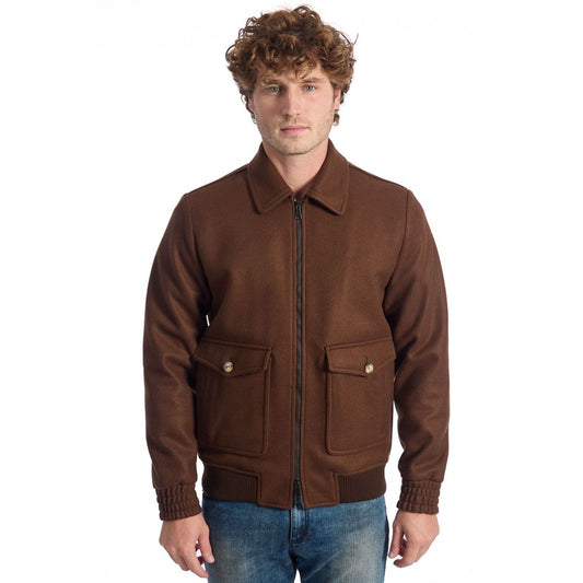 Roberto Pepe Luxury Brown Polyester Men Jacket Roberto Pepe Luxury