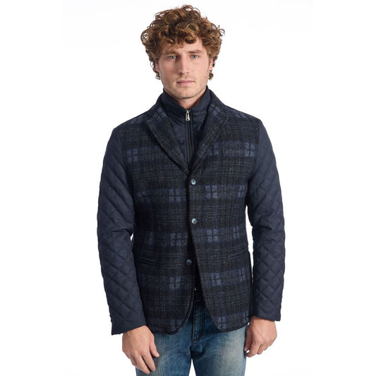 Roberto Pepe Luxury Blue Wool Men's Jacket Roberto Pepe Luxury