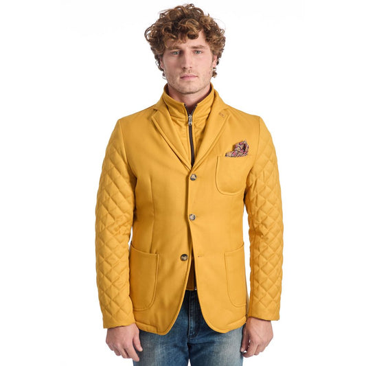 Roberto Pepe Luxury Yellow Wool Men Jacket Roberto Pepe Luxury