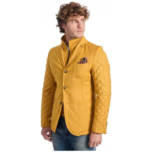 Roberto Pepe Luxury Yellow Wool Men Jacket Roberto Pepe Luxury