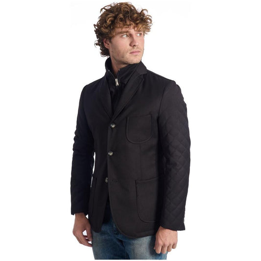 Roberto Pepe Luxury Black Wool Men Jacket Roberto Pepe Luxury