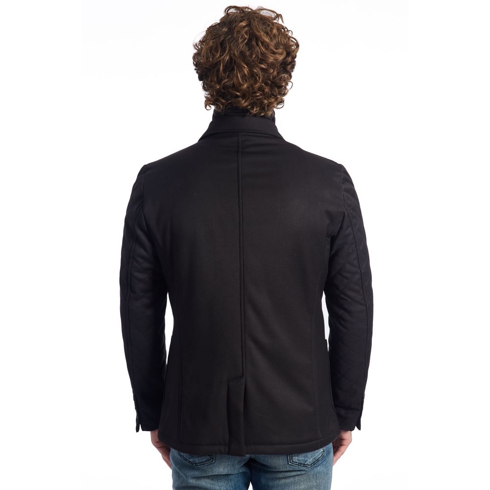 Roberto Pepe Luxury Black Wool Men Jacket Roberto Pepe Luxury