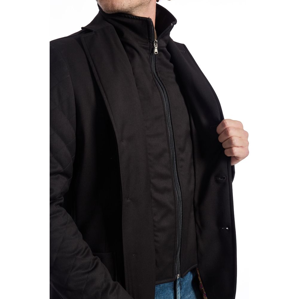 Roberto Pepe Luxury Black Wool Men Jacket Roberto Pepe Luxury