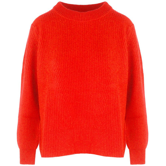 Malo Orange Cashmere Women Sweater with Ribbed Embroidery Malo