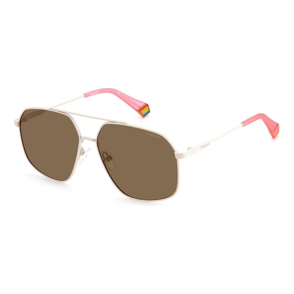 Polaroid Beige Stainless Steel Sunglasses Polaroid