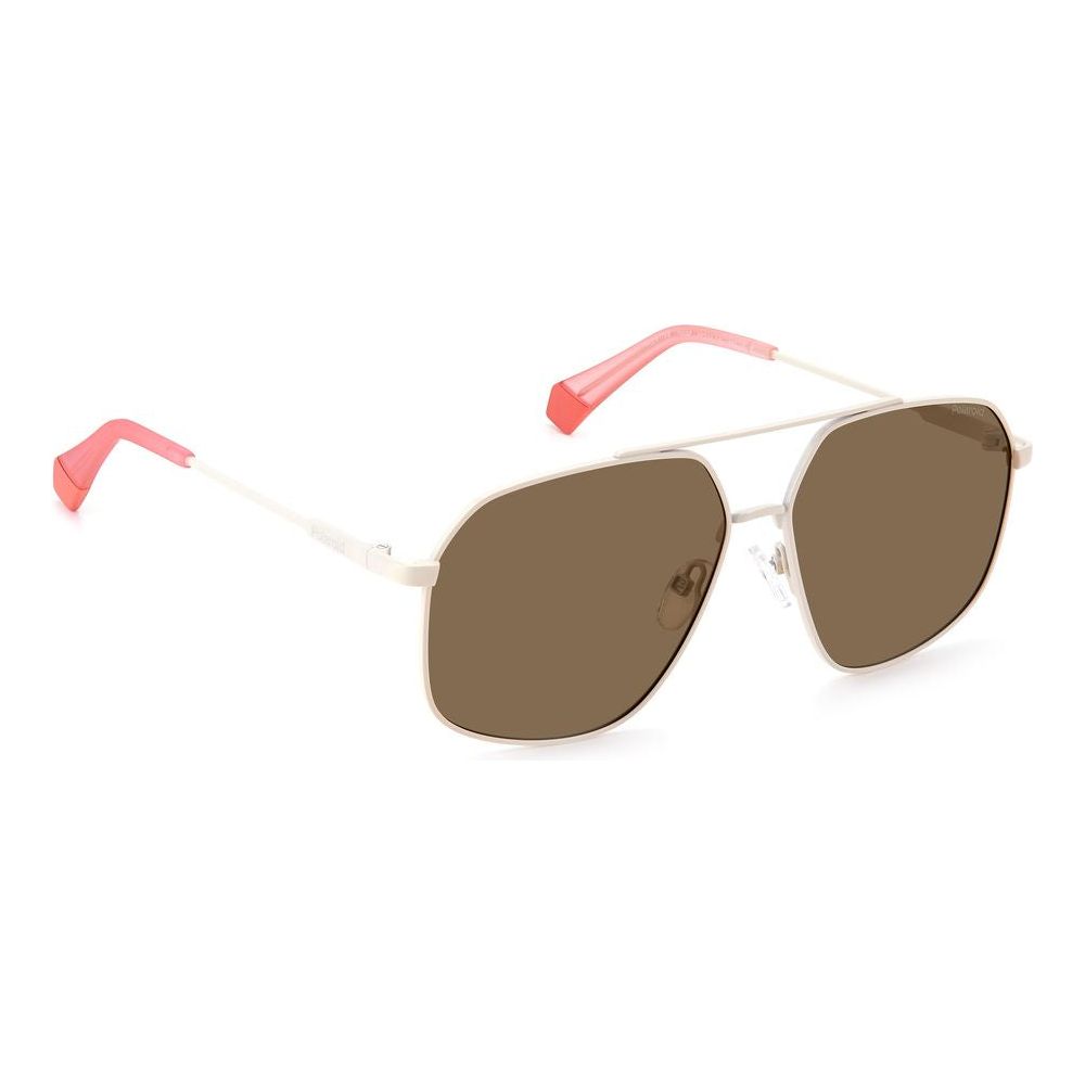 Polaroid Beige Stainless Steel Sunglasses Polaroid