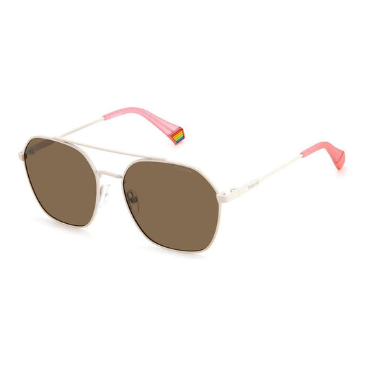 Polaroid Beige Stainless Steel Sunglasses