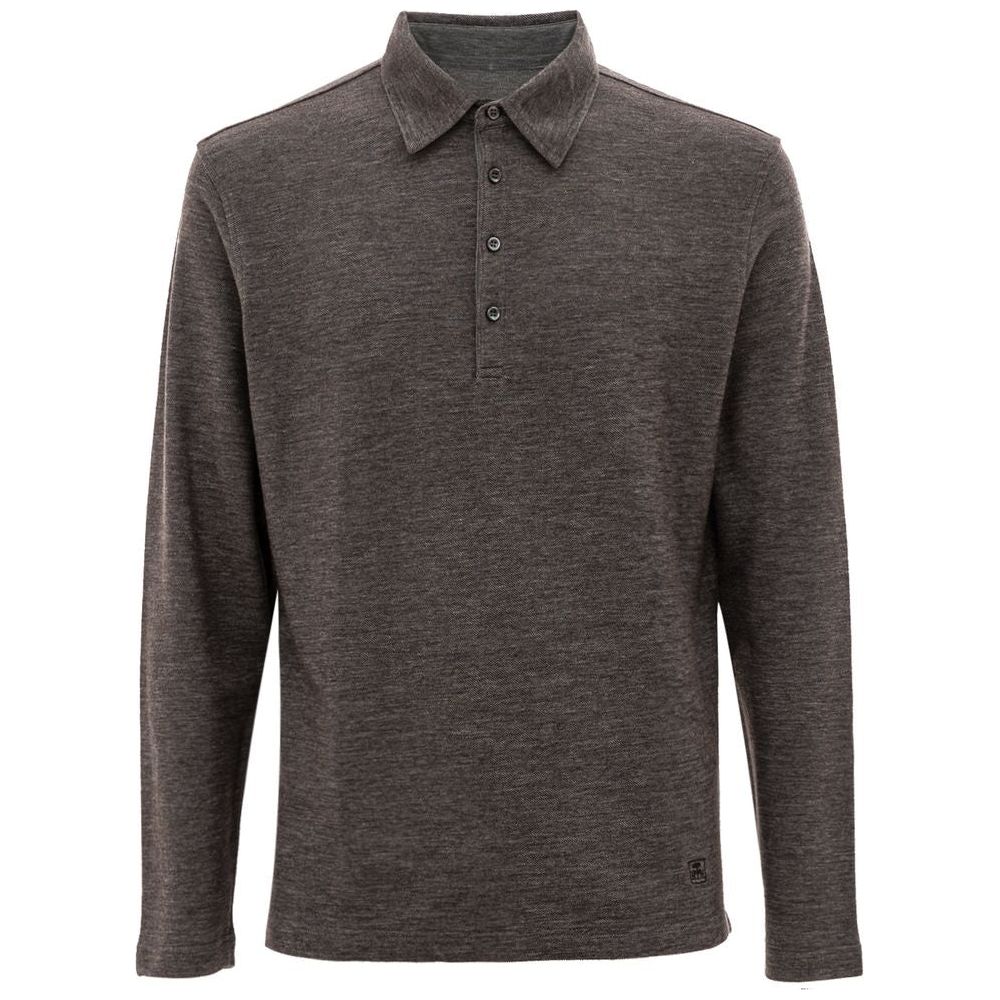 Corneliani Gray Wool Polo Shirt Corneliani