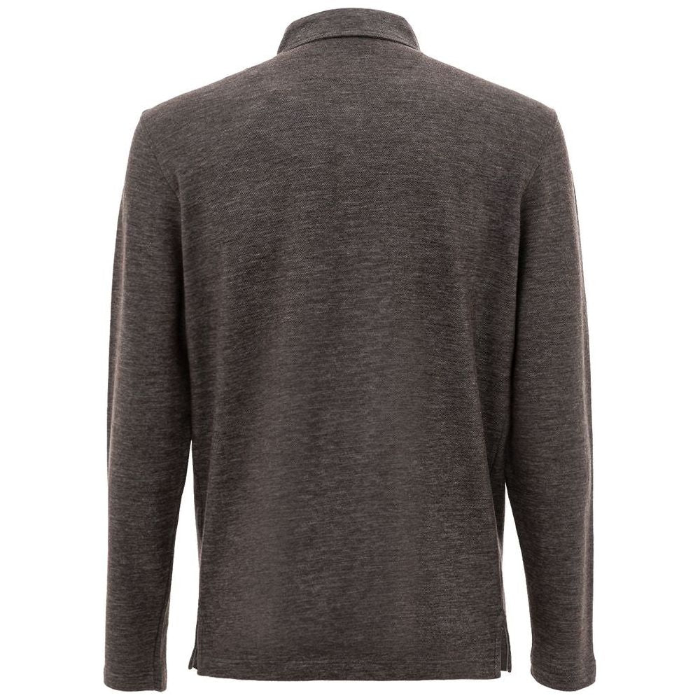 Corneliani Gray Wool Polo Shirt Corneliani