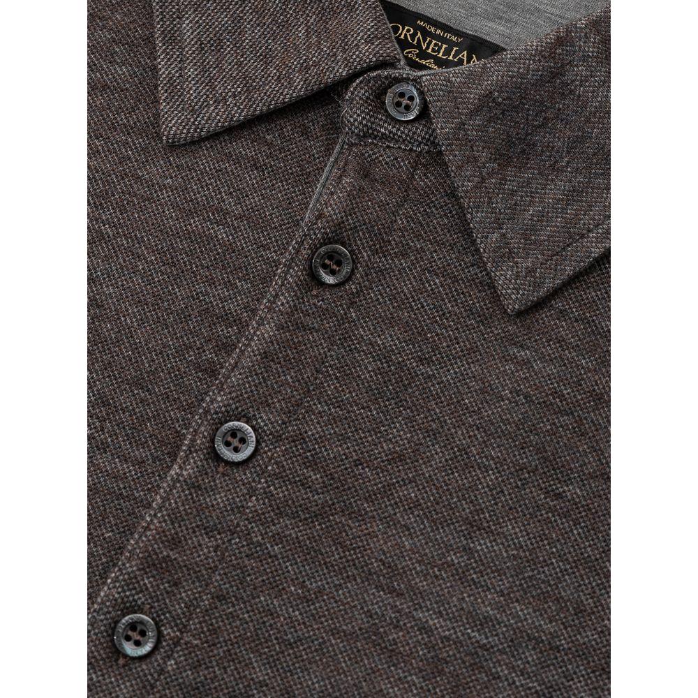 Corneliani Gray Wool Polo Shirt Corneliani