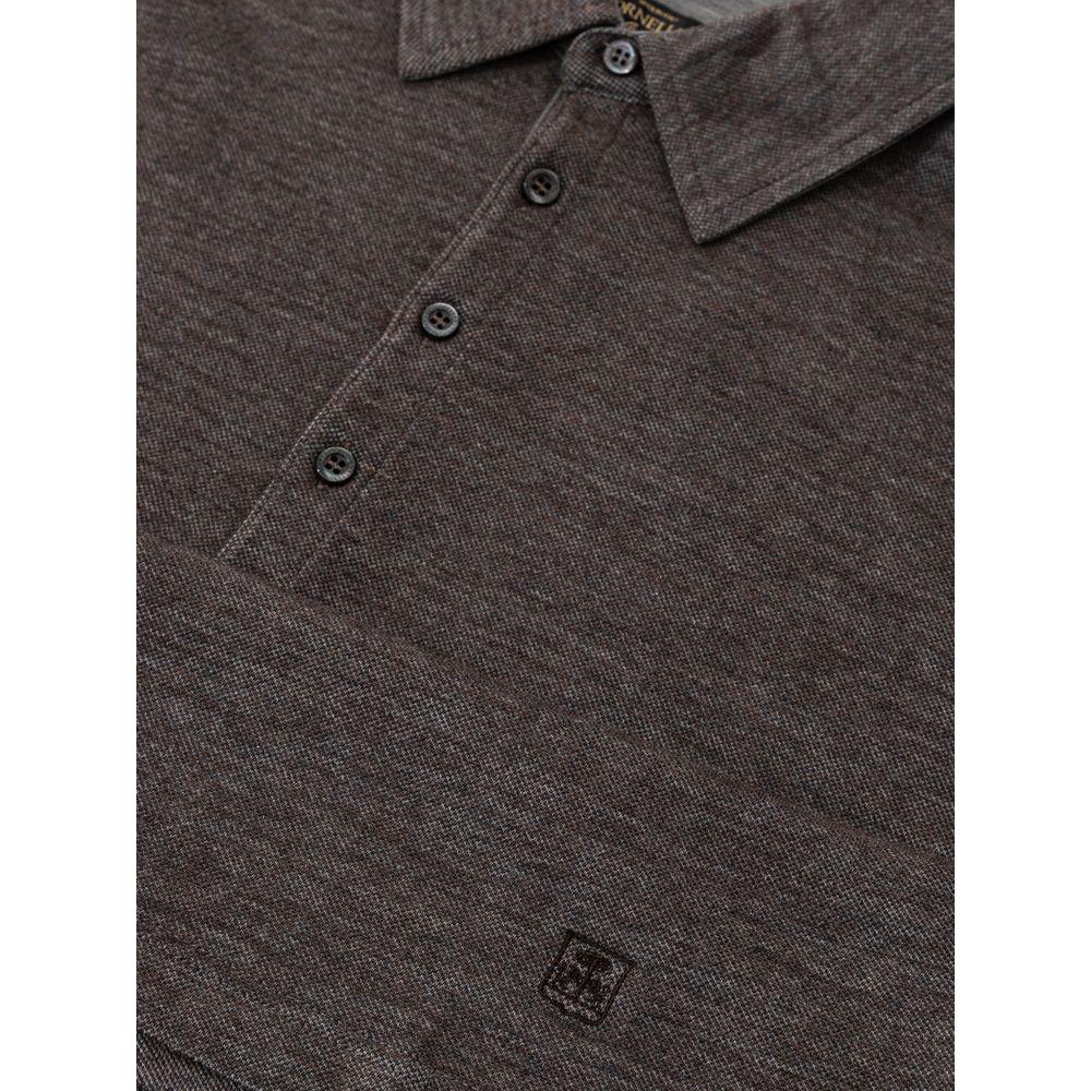 Corneliani Gray Wool Polo Shirt Corneliani