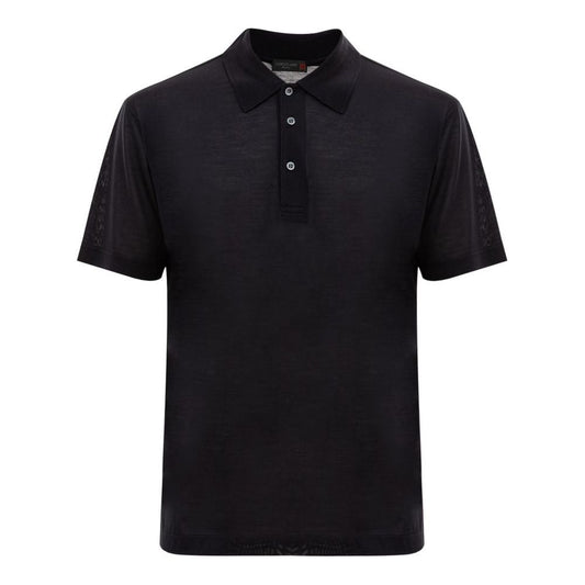 Corneliani Black Silk Polo Shirt