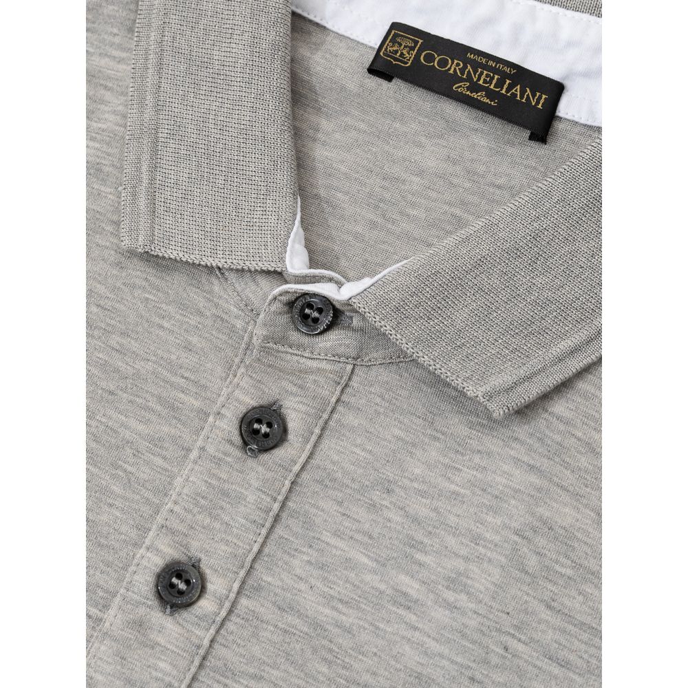 Corneliani Gray Cotton Polo Shirt Corneliani