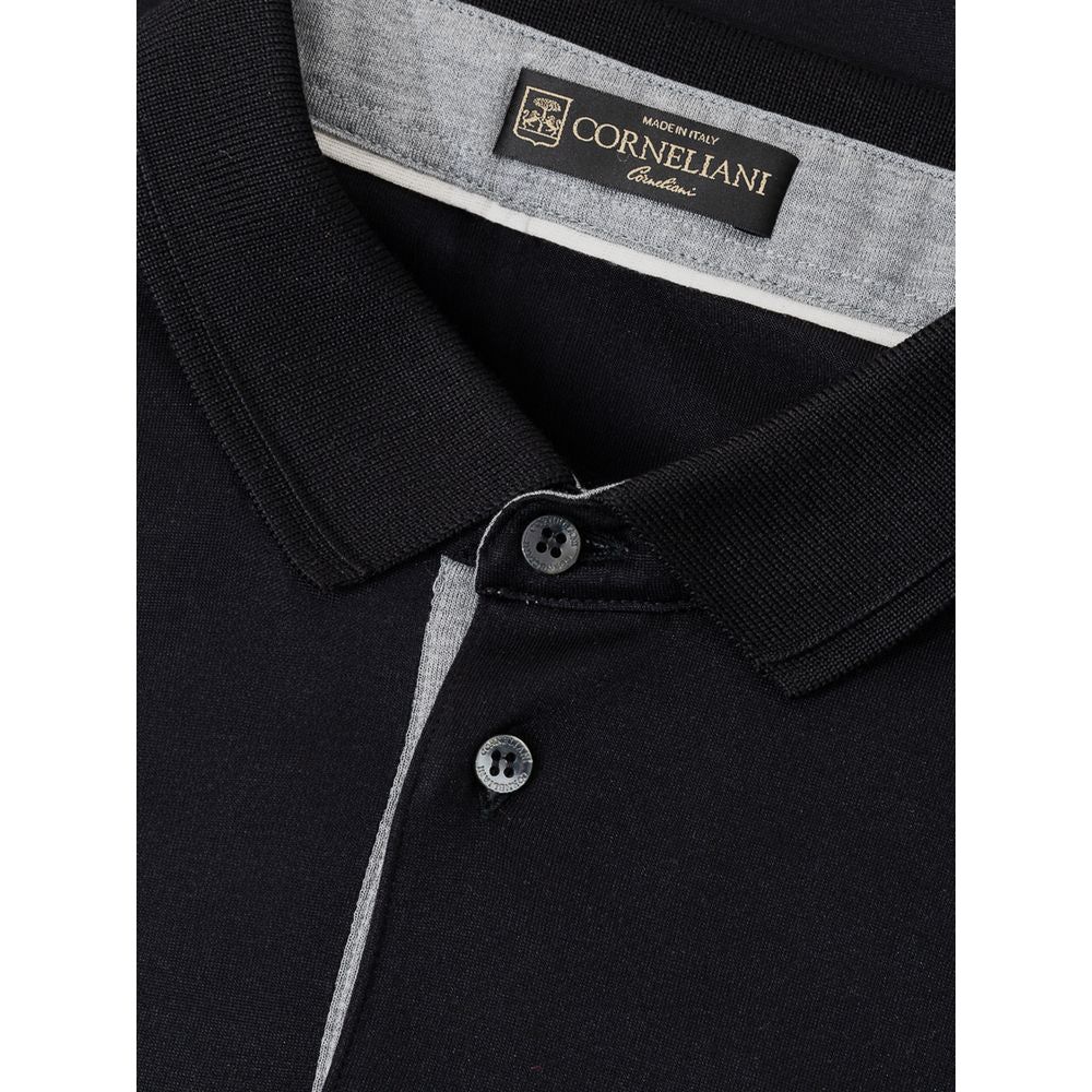 Corneliani Blue Silk Polo Shirt Corneliani