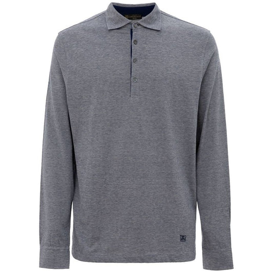 Corneliani Gray Cotton Polo Shirt