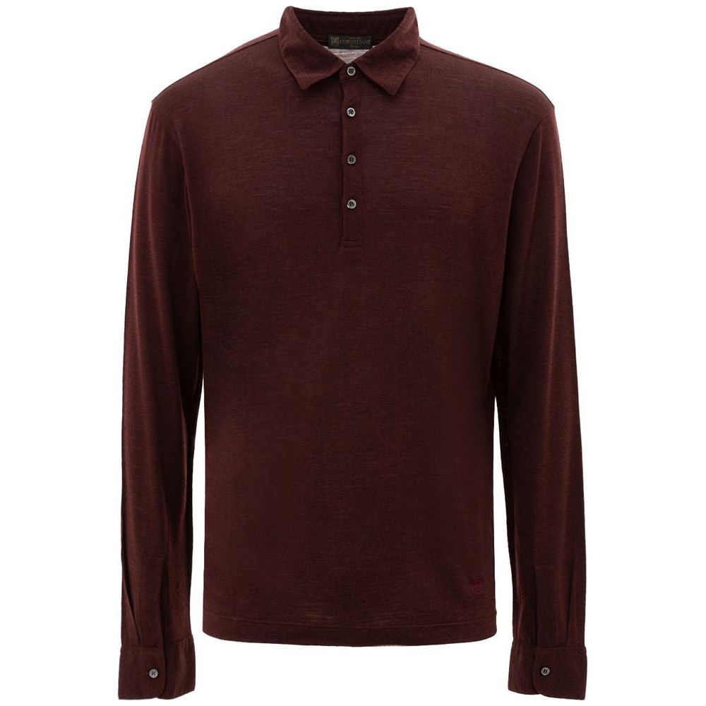 Corneliani Bordeaux Wool Polo Shirt Corneliani