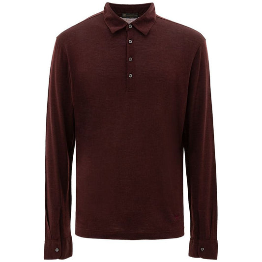 Corneliani Bordeaux Wool Polo Shirt