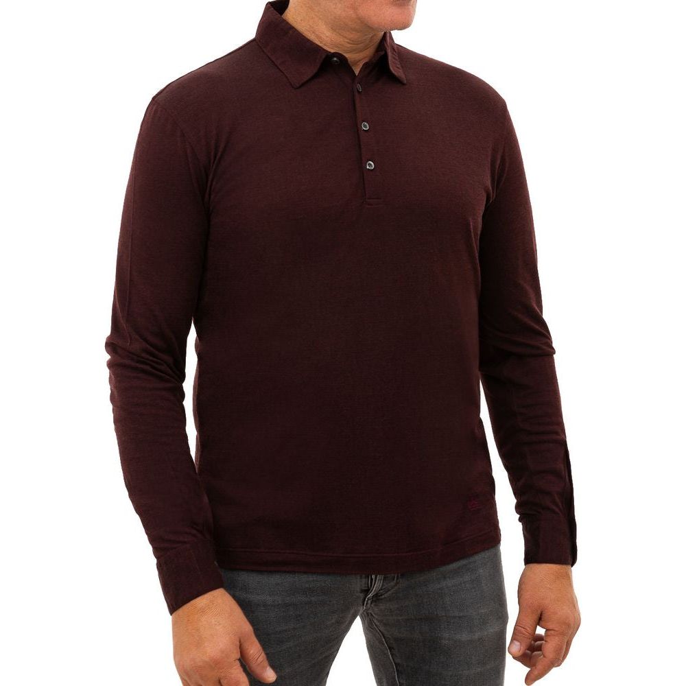 Corneliani Bordeaux Wool Polo Shirt Corneliani