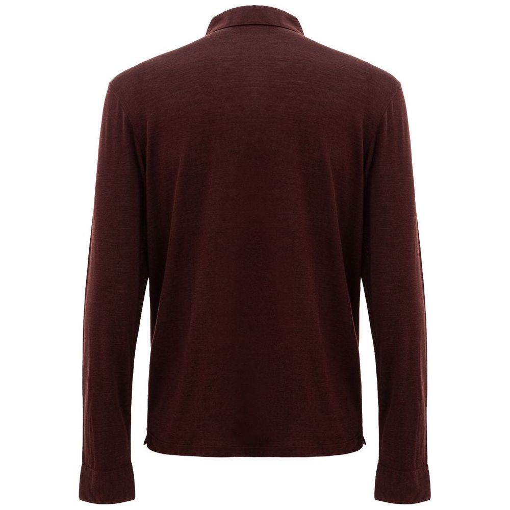 Corneliani Bordeaux Wool Polo Shirt Corneliani