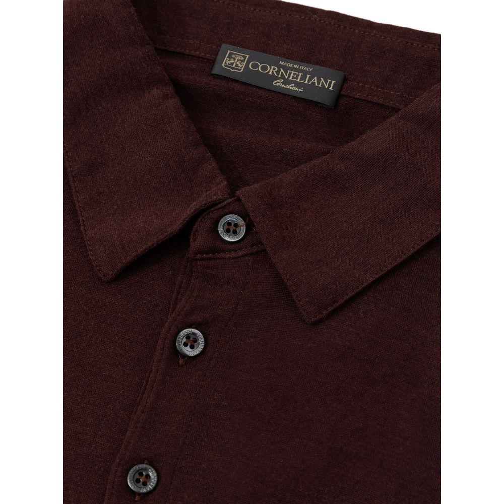 Corneliani Bordeaux Wool Polo Shirt Corneliani