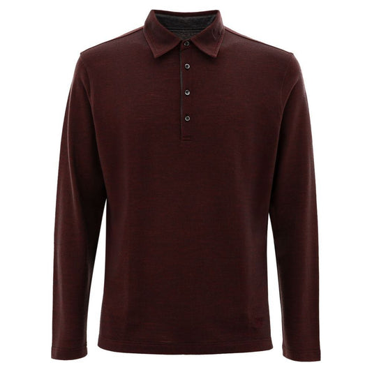 Corneliani Bordeaux Wool Polo Shirt