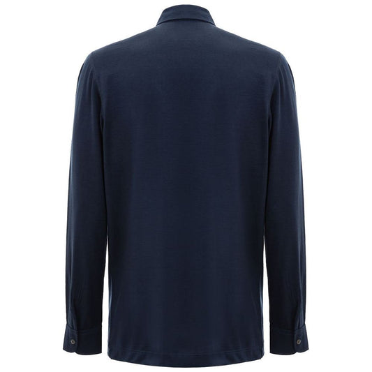 Corneliani Blue Wool Vergine Polo Shirt