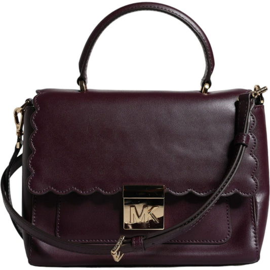 Michael Kors Purple Leather Logo Plaque Crossbody MINDY Satchel Bag